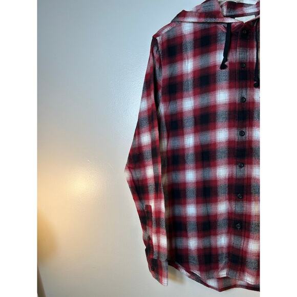 AMERICAN EAGLE Men’s Button Down Hooded Plaid Flannel Shirt / Size: Small - Picture 5 of 7